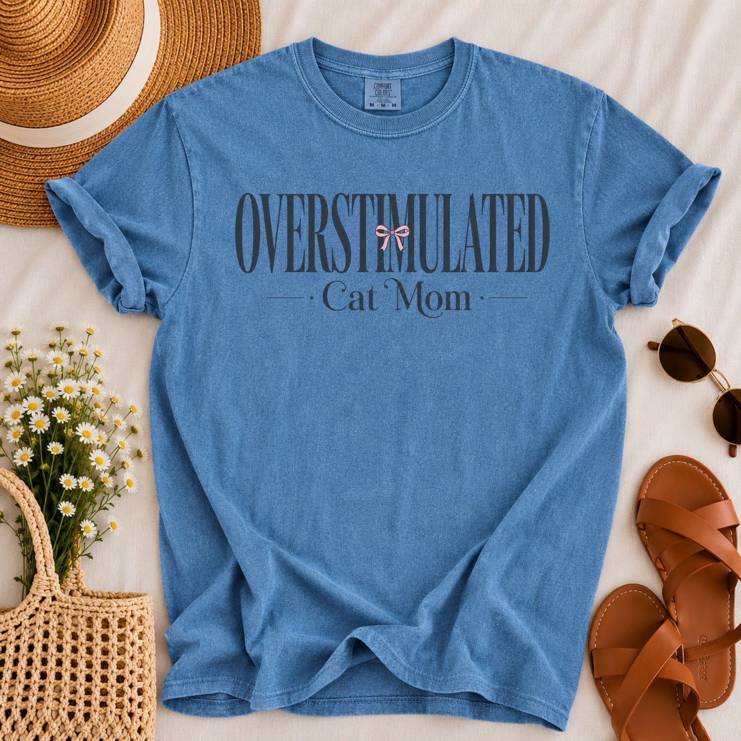 Overstimulated Cat Mom T-shirt