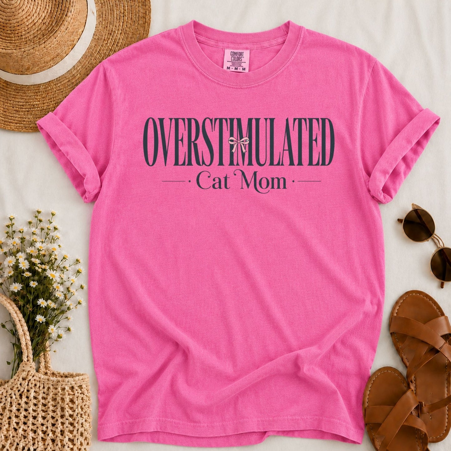 Overstimulated Cat Mom T-shirt