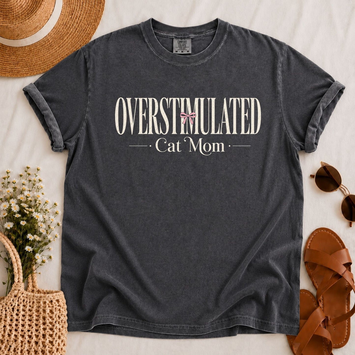 Overstimulated Cat Mom T-shirt
